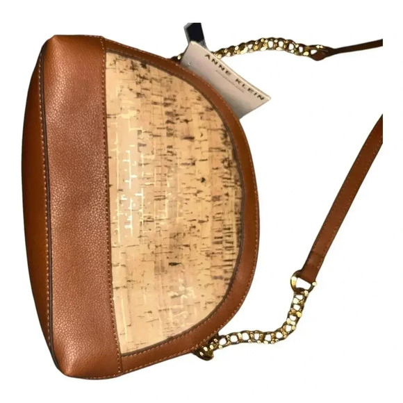 Anne Klein Tan Cork Triple Compartment Crossbody Purse - Picture 4 of 11